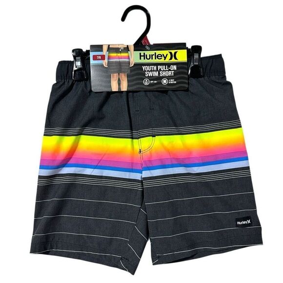 Hurley Boys Swim Short Color Black Size 7/8 - Picture 8 of 11